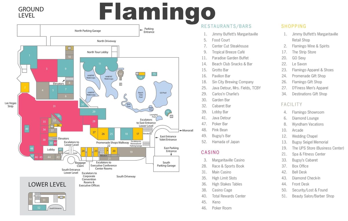 kart av Flamingo Las Vegas