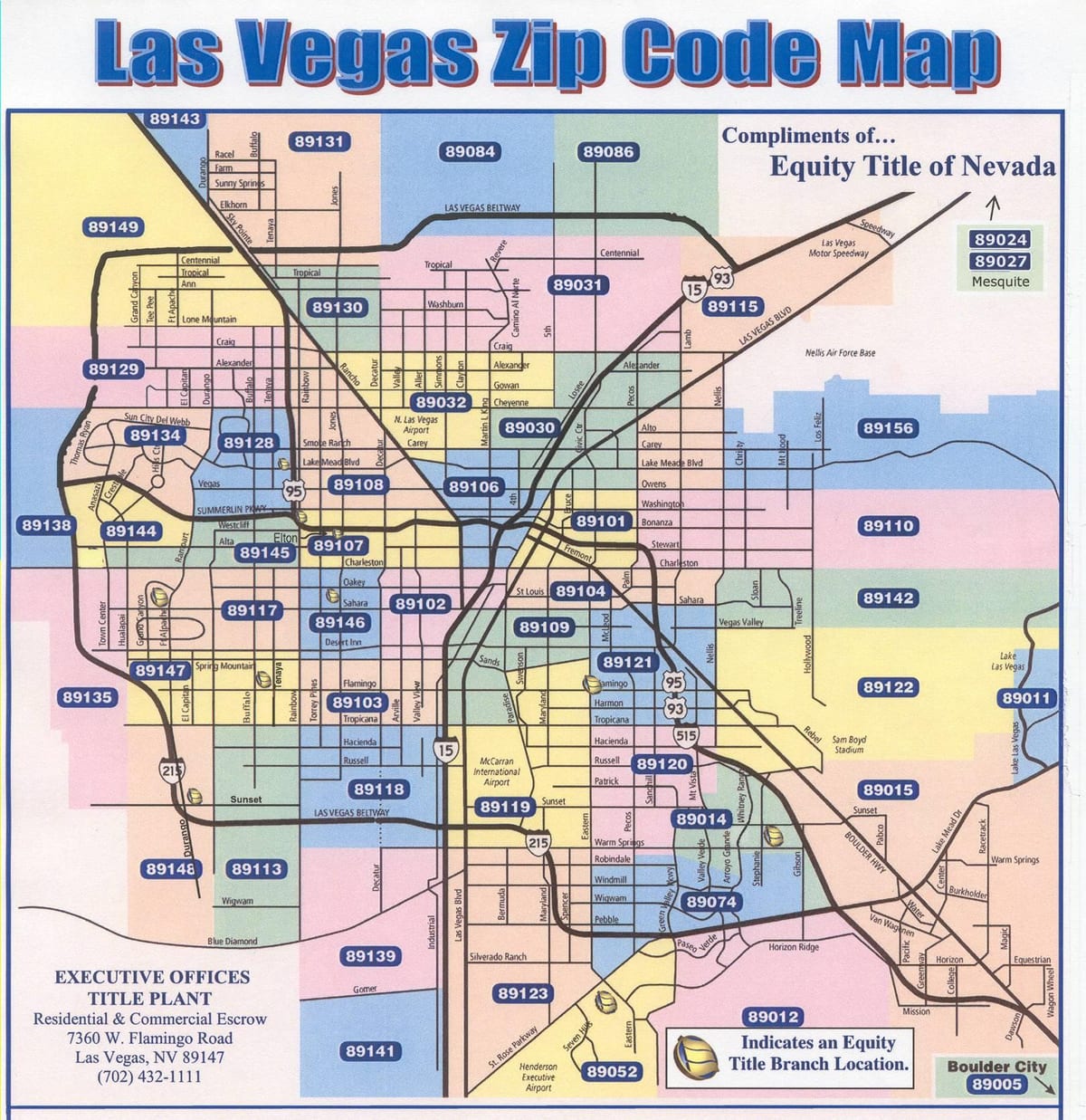 zip kode kartet av Las Vegas